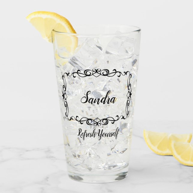 Tall Glass Birthday Gift Personalize Namn Text Glaskopp (Framsida Ice)