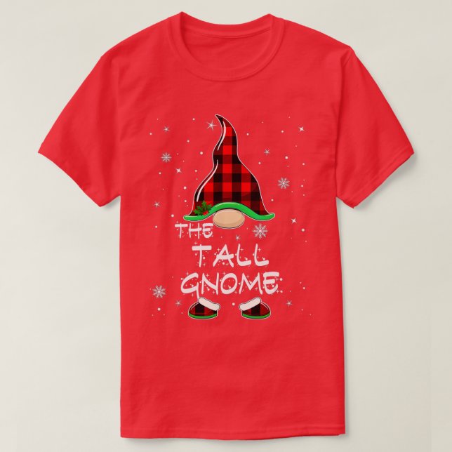 Tall Gnome Buffalo Plaid Matching Family Christmas T Shirt (Design framsida)