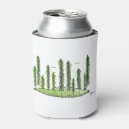 Tall Gräs Träd Forest Watercolor Can Cooler