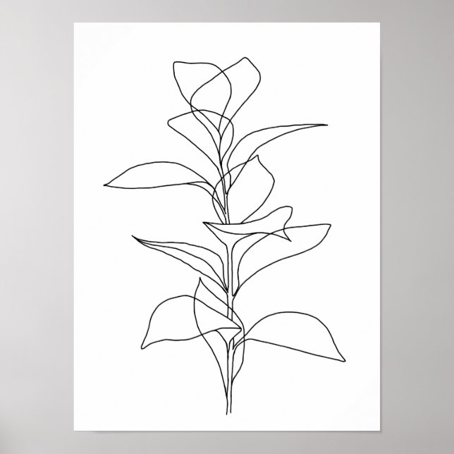 Tall Löv minimal botanisk konst Poster (Framsidan)