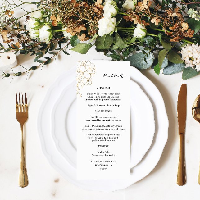 Tall-meny för Blommigt med guld Meny (Skapare uppladdad)