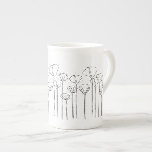 Tall Mugg med California Poppies Benporslin Mugg