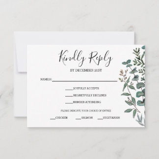 Tall och Eucalyptus RSVP Svarskort OSA Kort