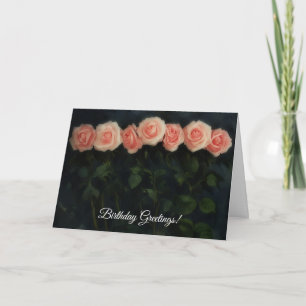 Tall Peachy Rosa ros Art Birthday Card Kort