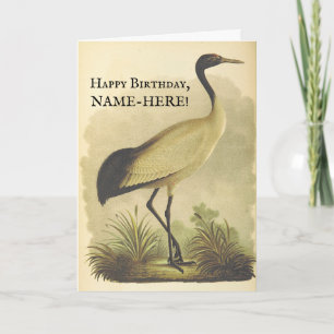 Tall permanent Bird, Vintage Titta på födelsedagsk Kort