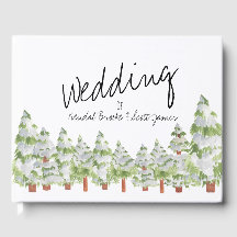 Tall snöpinjeträd vinter bröllop gästbok