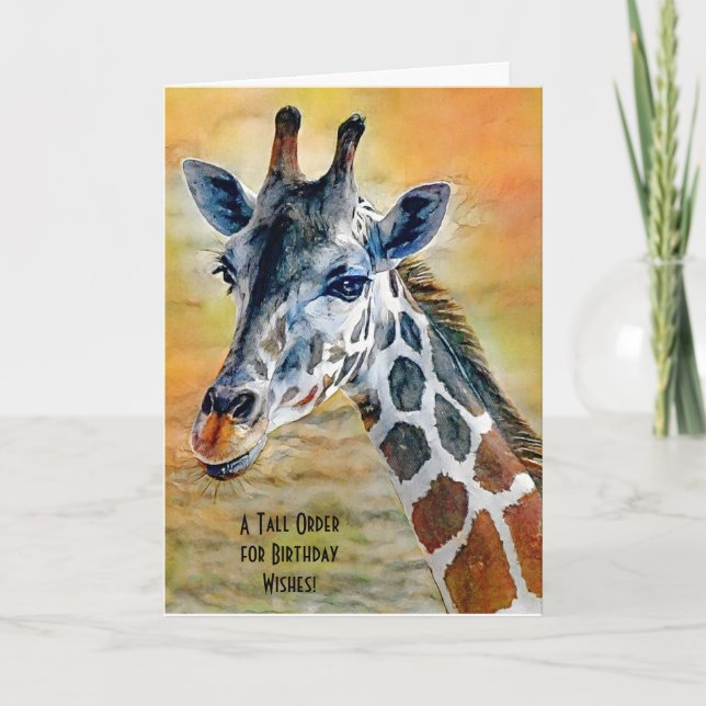 Tall Söt och Sweet Giraffe Funny Birthday Card Tack Kort (Framsida)