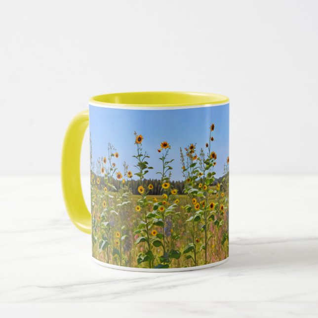 Tall Sunblommor Gula blommor på Farm Art Mugg (Framsida vänster)