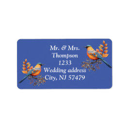 Tall träd, Höst löv och Bluebirds. Adressetikett