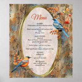 Tall träd, Höst löv och Bluebirds. Poster