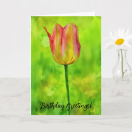 Tall Tulip Flower Art Birthday Card Kort