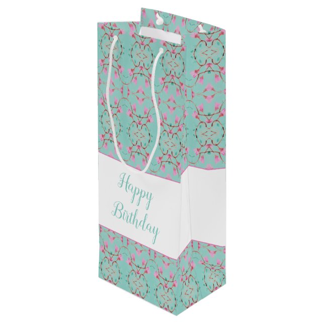 Tall Vin Sweet Teal and Rosa Patterned Gift Bag (Baksidan Vinklad)