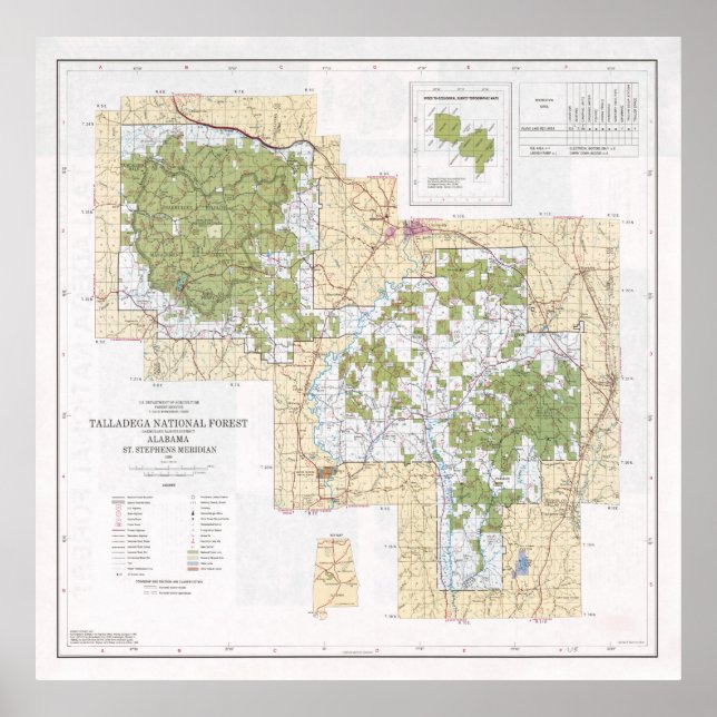 Talladega National Forest Karta (1994) Poster (Framsidan)