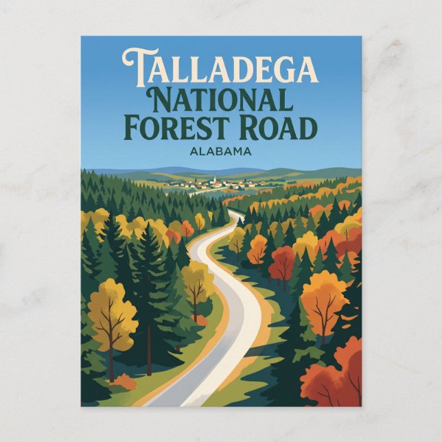 Talladega National Forest Road Alabama Vykort (Framsida)