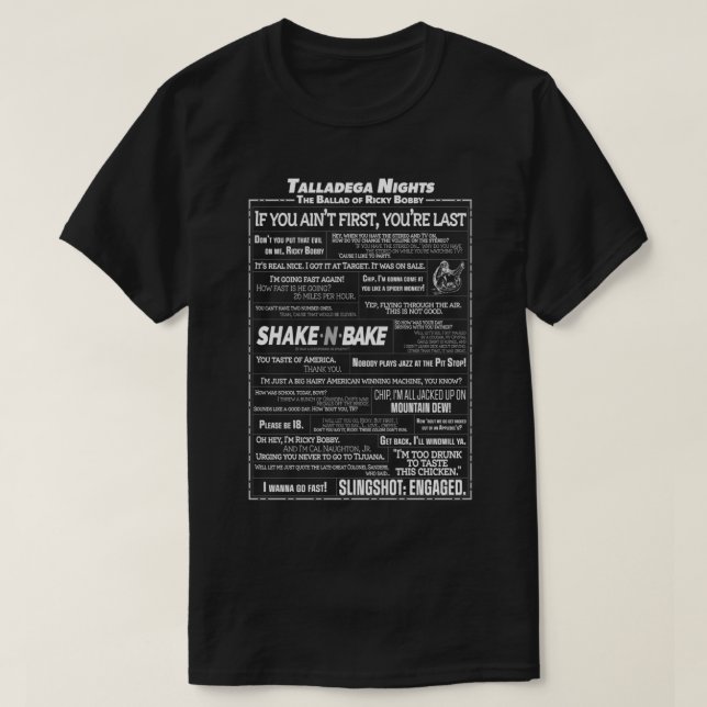 Talladega Nights - Quote Collage T Shirt (Design framsida)