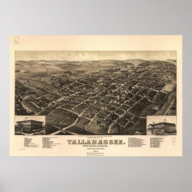 Tallahassee Florida 1885 Panoramic Karta Poster (Framsidan)