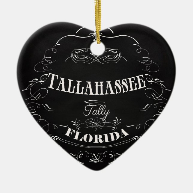 Tallahassee Florida - etikett Julgransprydnad Keramik (Framsidan)