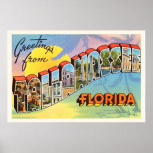 Tallahassee Florida FL gammal vintage Poster