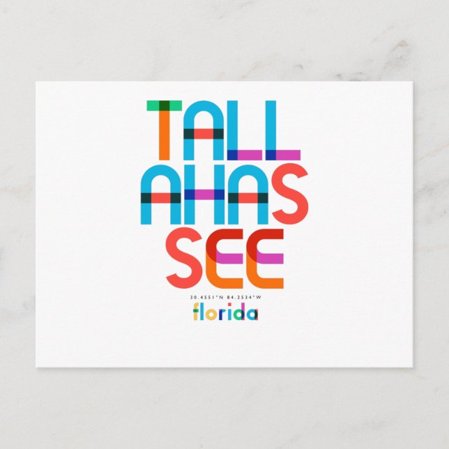 Tallahassee Florida Mid Century, Pop Art. Vykort (Framsida)