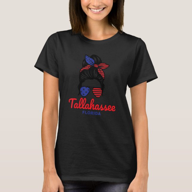 Tallahassee Florida Retro Messy Bun T Shirt (Framsida)