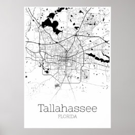 Tallahassee Karta - Florida - City Karta Poster