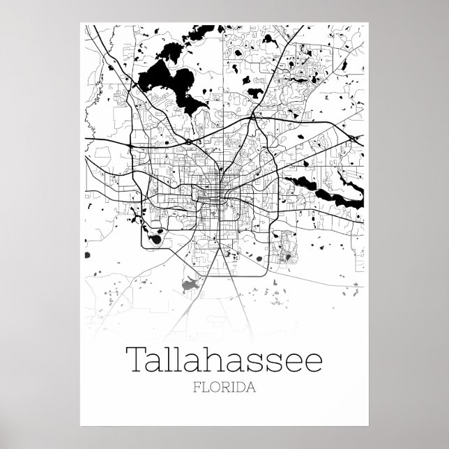 Tallahassee Karta - Florida - City Karta Poster (Framsidan)
