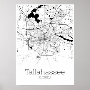 Tallahassee karta - Florida - stadskartaaffisch Poster