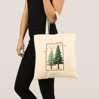 Tallar i tallskog minimalistisk naturillustration tygkasse
