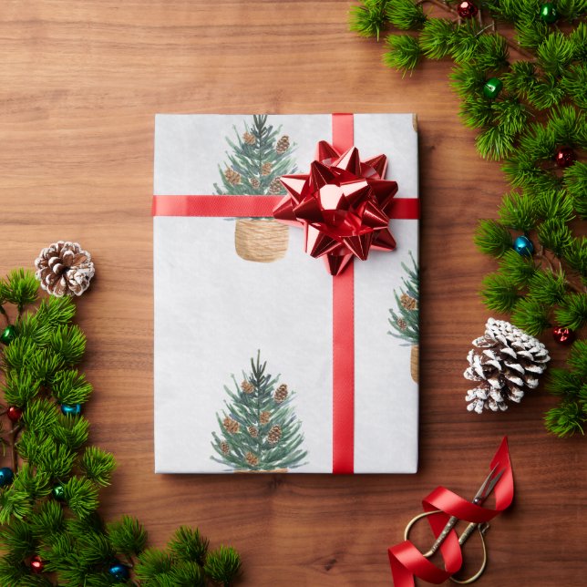 Tallar,Julgran med kottar Presentpapper (Julgåva)