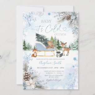 Tallar kottar Blå Snöflinga Lastbil Baby Shower Inbjudningar