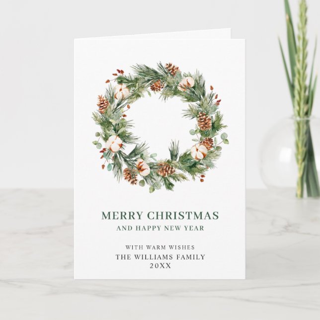 Tallar Kottar Gran Krans God Jul Hälsning Hel Helgkort (Framsida)