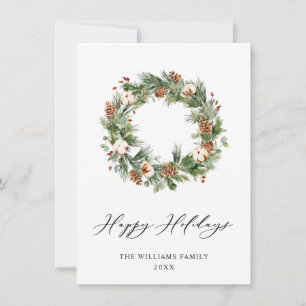 Tallar Kottar Gran Krans God Jul Hälsning Julkort