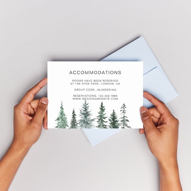 Tallar Lykta Botaniska Hotell Boende Tilläggskort (Winter Rustic Pine Trees Lantern Botanical Wedding Party Supplies)