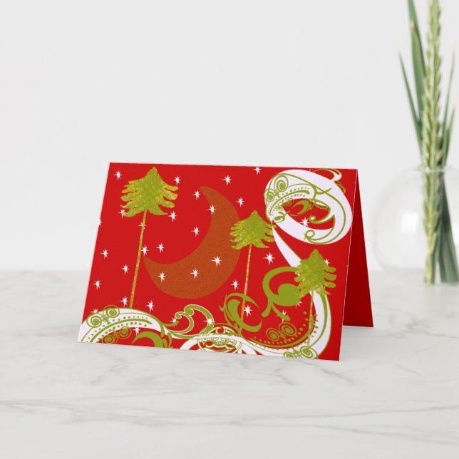 Tallar med månen - Anpassa Bakgrundsfärg Helgkort (Framsida)