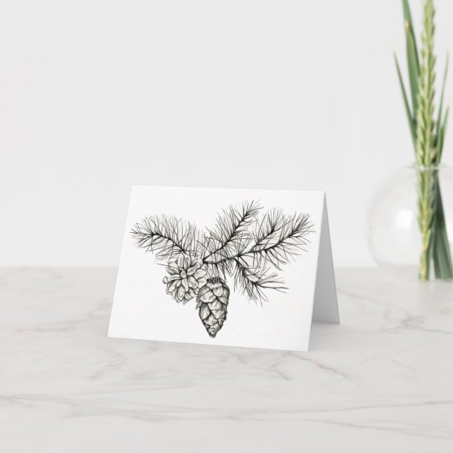 Tallar och bläck Kottegranar, originalillustration Kort (Framsida)