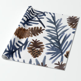 Tallar och grenar | Vintermålning i akvarell Presentpapper