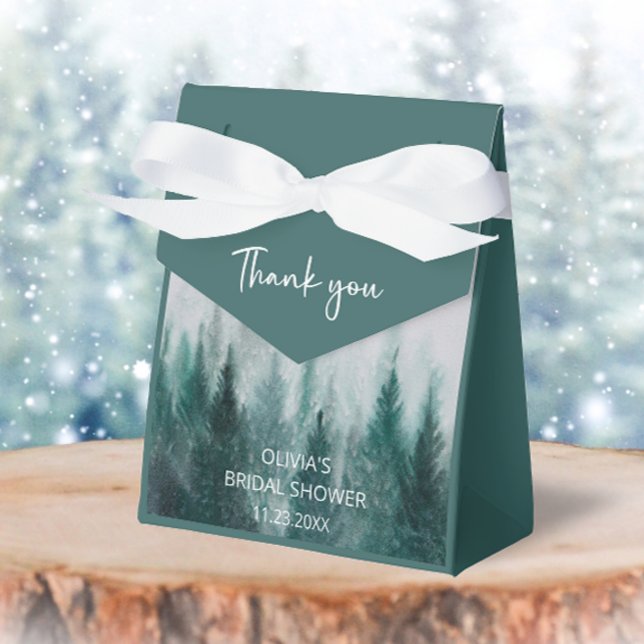Tallar Skogsvattenfärg Grön Bröllopsdusch  Presentaskar (Skapare uppladdad)