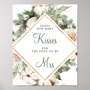 Tallar Vinter Hur Många Kyssar Bröllopsduschskylt Poster