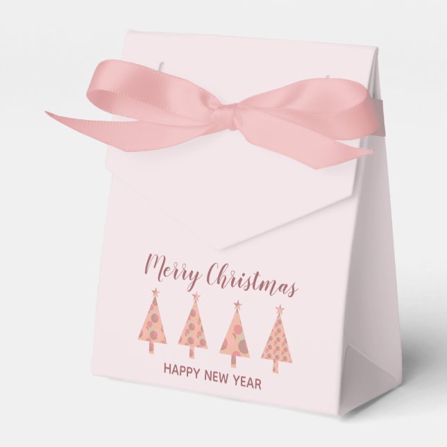 Tallarbetad modern flickig rosa god jul presentaskar (Framsidan Sidan)