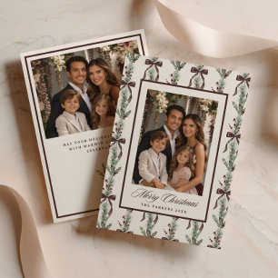 Tallarbetaggbågmönster Familjefoto Julkort