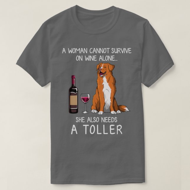 Tållare och vin Rolig hund T Shirt (Design framsida)
