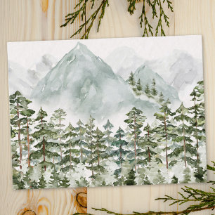 Tallarskog och berg i akvarell vykort