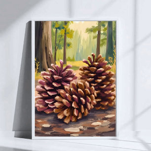 Tallarskott Höst Vattenfärg Skog Poster