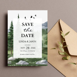Tallarsskog Anpassad Bröllop Save The Date-kort Inbjudningar