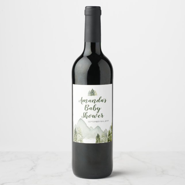 Tallbarrs Babyshower Äventyr Etikett för Vin (Framsida)