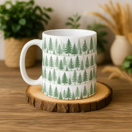Tallbarrsvattenfärgskopp Skogsgrönska Botanisk Kaffemugg