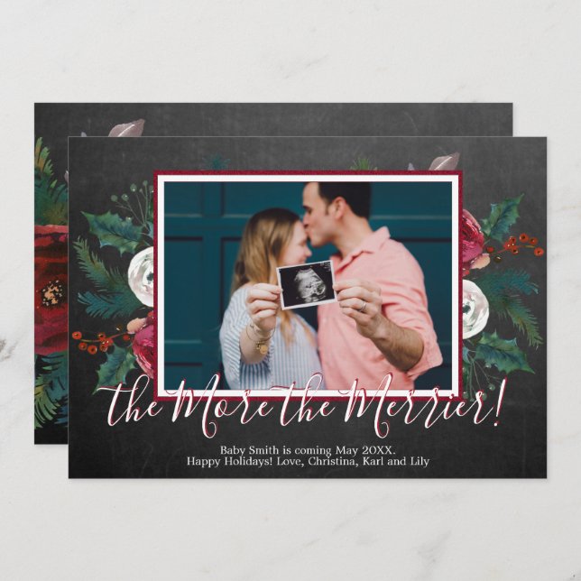 Tallbild jul jul graviditetskort inbjudningar (Fram/baksida)