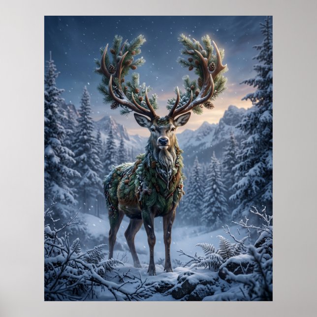 Tallbocken Vinter Skymning Poster (Framsidan)