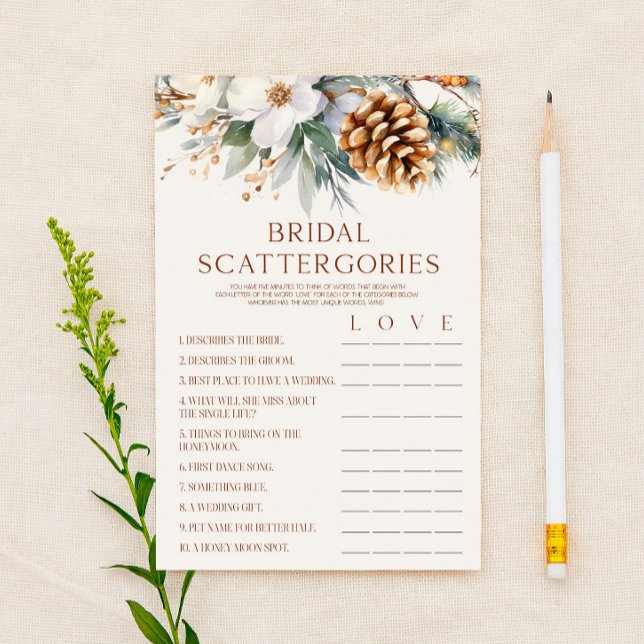 Tallbröllopsspel Pine Tree Bridal Scattergories  Brevpapper (Skapare uppladdad)