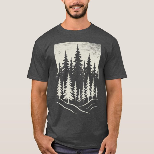 Talldesign för barrskogsutomhus t shirt (Framsida)